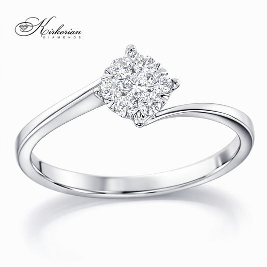 Годежен пръстен от бяло злато 18К с диаманти 0.17 ct – перфектно съотношение цена-качество