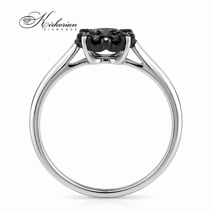 Детайл на годежен пръстен с черни диаманти 0.29 ct върху бяло злато 18К – KD сертификат RN208