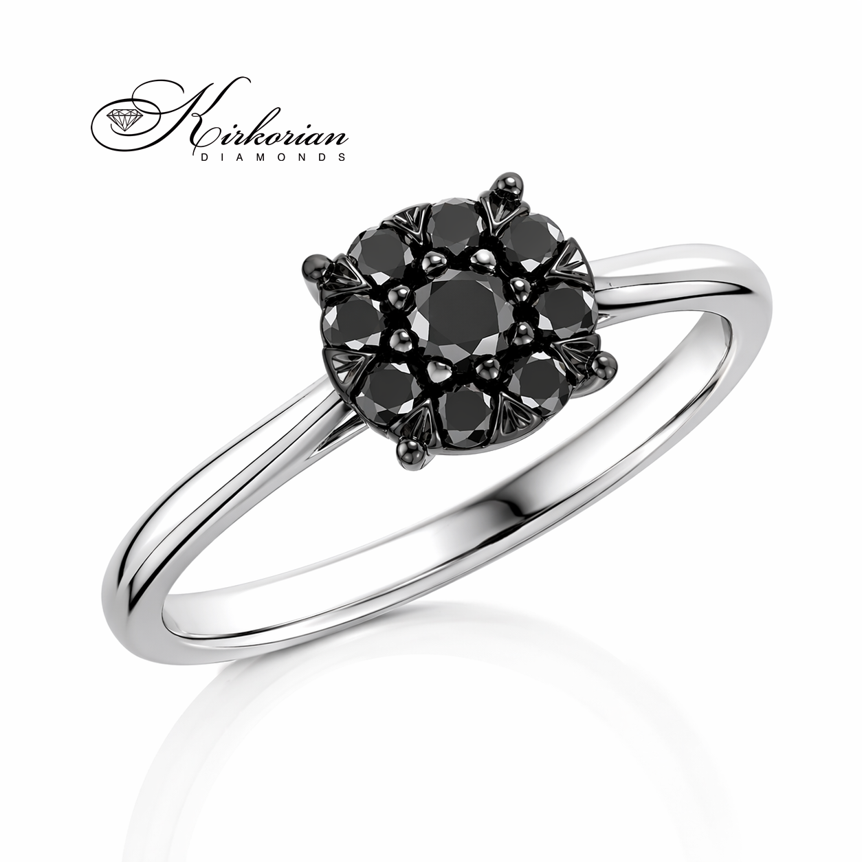 Луксозен пръстен с черни диаманти 0.29 ct от бяло злато 18К – изчистен и модерен дизайн RN208