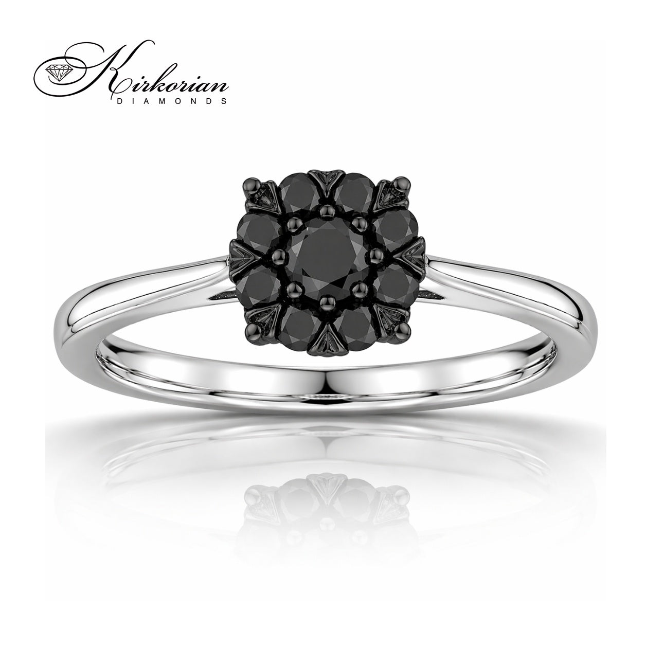 Пръстен с черни диаманти 0.29 ct и бяло злато 18К – висок клас бижу с KD сертификат RN208