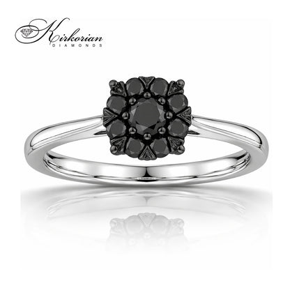 Пръстен с черни диаманти 0.29 ct и бяло злато 18К – висок клас бижу с KD сертификат RN208
