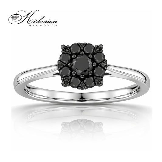 Пръстен с черни диаманти 0.29 ct и бяло злато 18К – висок клас бижу с KD сертификат RN208