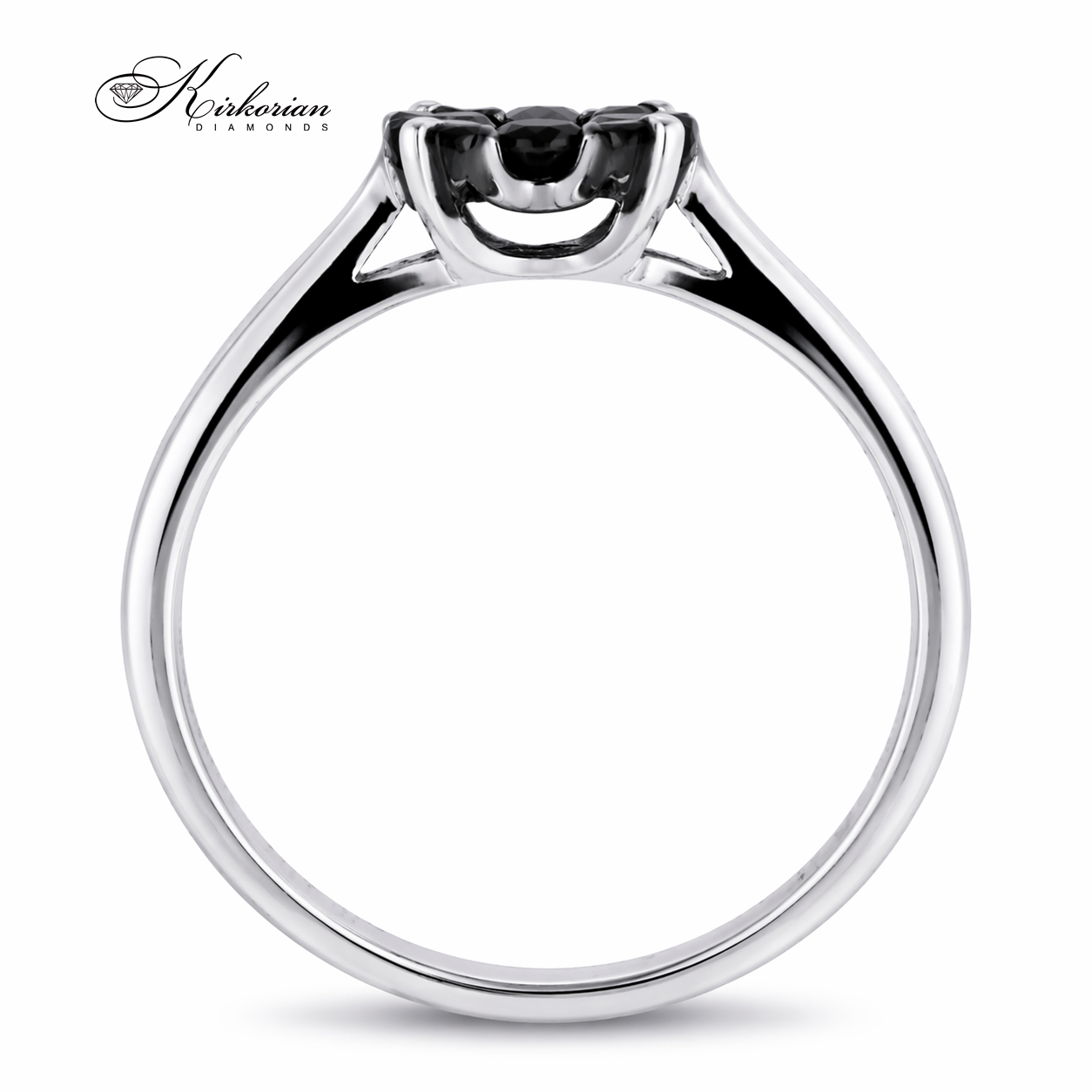 Фин пръстен от бяло злато с черни диаманти 0.41 ct модел RN210 профил дизайн