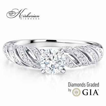 годежен пръстен бяло злато 18К с диаманти 0.47 ct GIA сертификат модел RN213 Kirkorian Diamonds