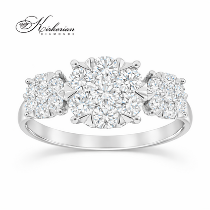 Годежен пръстен RN219 – Бяло злато 18k с диаманти 1.02ct, KD сертификат
