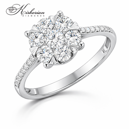 Годежен пръстен от бяло злато 18k с диаманти 0.75ct KD сертификат RN220