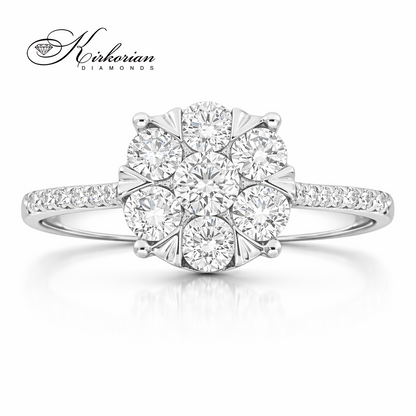 Годежен пръстен от бяло злато 18k с диаманти 0.75ct KD сертификат RN220