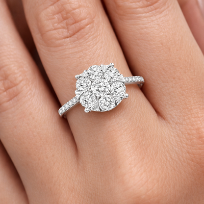 Годежен пръстен от бяло злато 18k с диаманти 0.75ct KD сертификат RN220