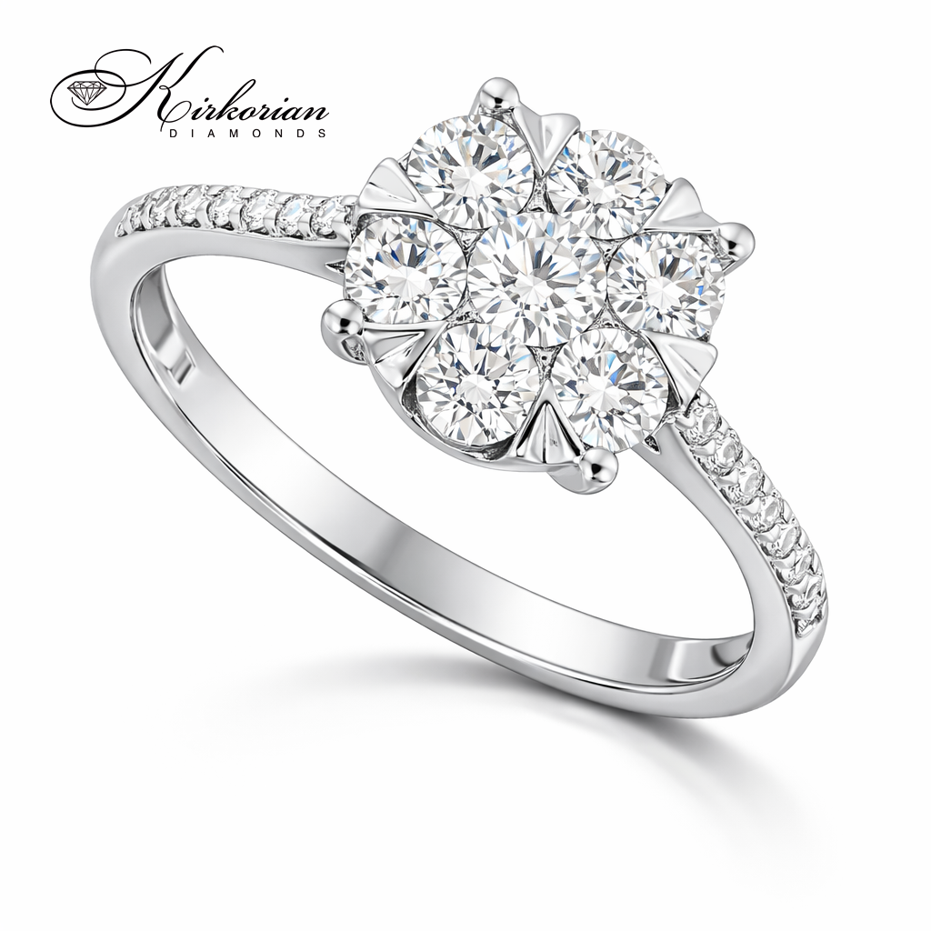 Годежен пръстен от бяло злато 18k с диаманти 0.75ct KD сертификат RN220