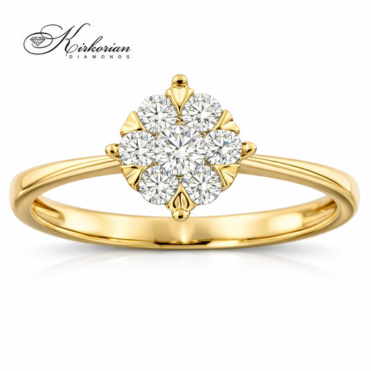 годежен пръстен с диаманти 0.25 ct жълто злато 14К