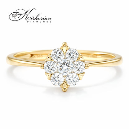 пръстен с естествени диаманти 0.25 ct жълто злато