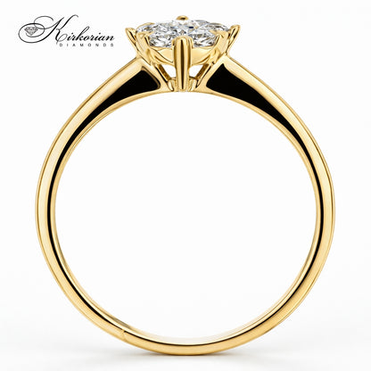 Годежен пръстен с диаманти 0.25 ct от жълто злато 14К – естествени диаманти, класически клъстер дизайн, изгодна цена