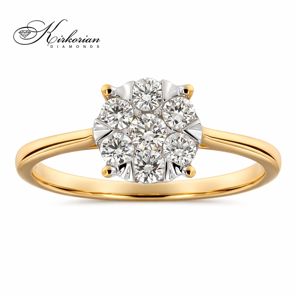 годежен пръстен с диаманти 0.35 ct жълто злато 14К