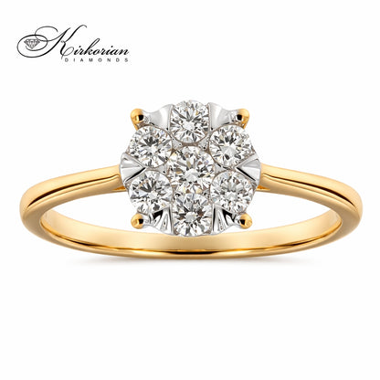 годежен пръстен с диаманти 0.35 ct жълто злато 14К