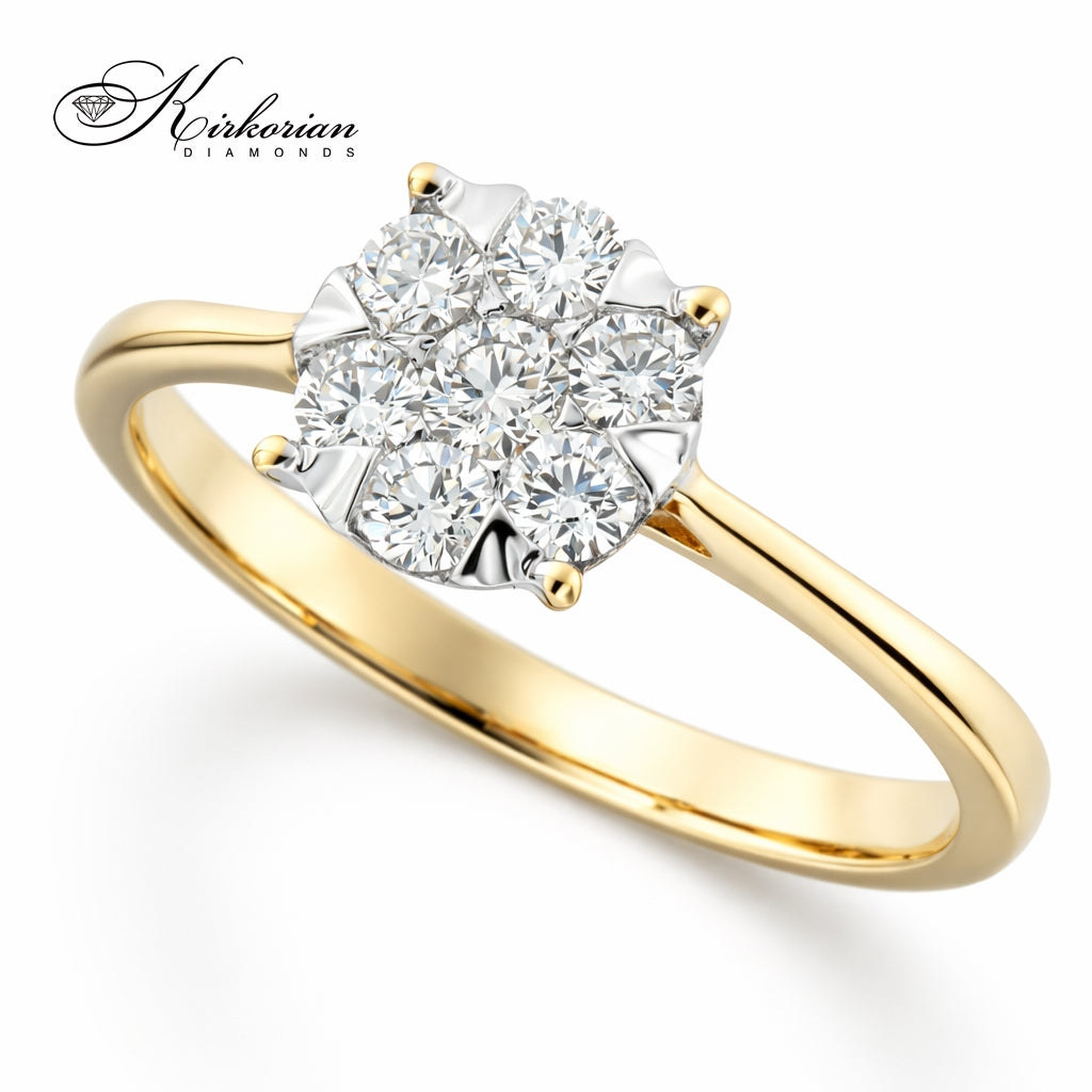 пръстен с естествени диаманти 0.35 ct жълто злато