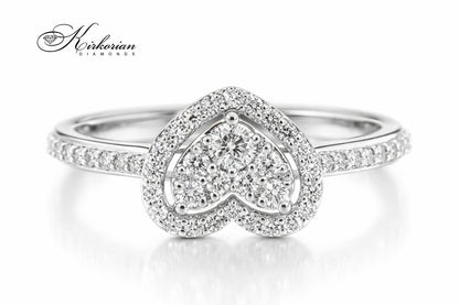 Годежен пръстен сърце с диаманти 0.34 ct от бяло злато 18К – модел RN228