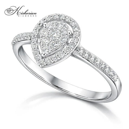 годежен пръстен с диаманти 0.30 ct бяло злато 14К