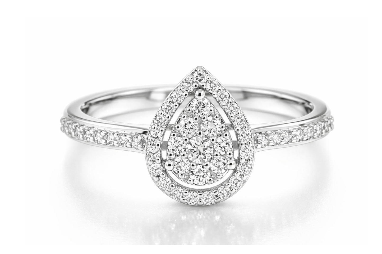 Годежен пръстен с диаманти 0.31 ct във форма капка – бяло злато 18К | Лукс на достъпна цена