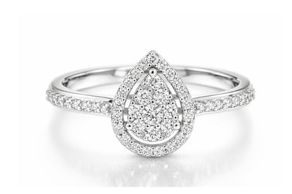 Годежен пръстен с диаманти 0.31 ct във форма капка – бяло злато 18К | Лукс на достъпна цена