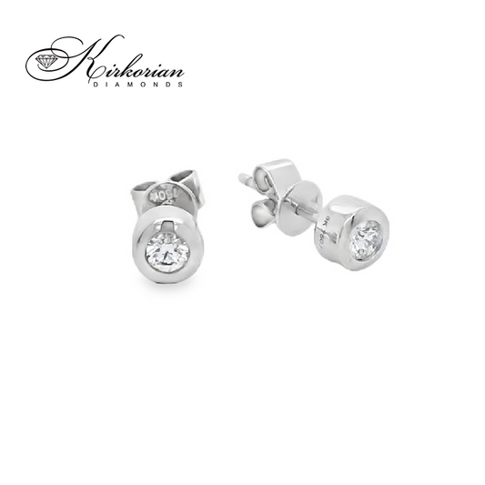 Класически обеци от бяло злато 18К с диаманти 0.145 ct Елегантен модел Код RN234