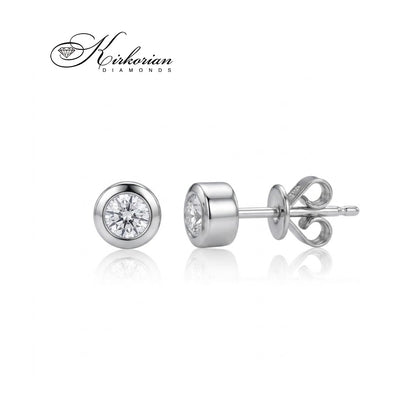 Класически обеци RN234 от бяло злато 18К с естествени диаманти 0.145 ct
