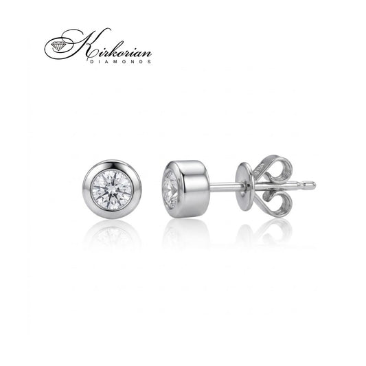 Класически обеци RN234 от бяло злато 18К с естествени диаманти 0.145 ct