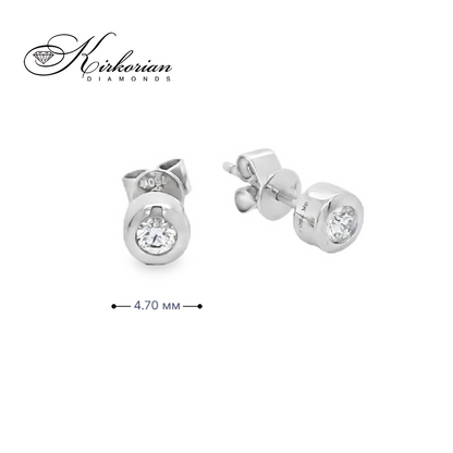Класически обеци от бяло злато 18К с диаманти 0.145 ct Елегантен модел Код RN234