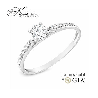 Годежен пръстен с диамант 0.36ct GIA бяло злато 18k – модел RN236