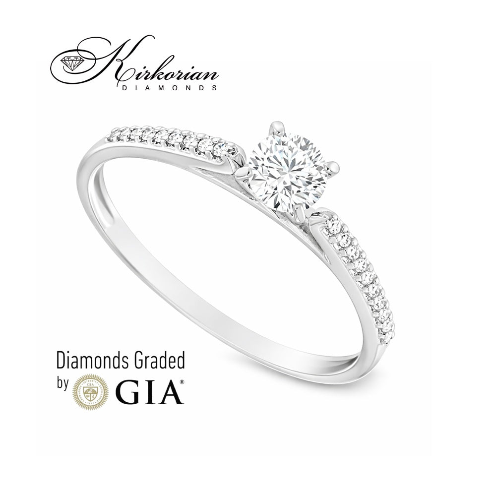 Годежен пръстен с диамант 0.36ct GIA бяло злато 18k – модел RN236