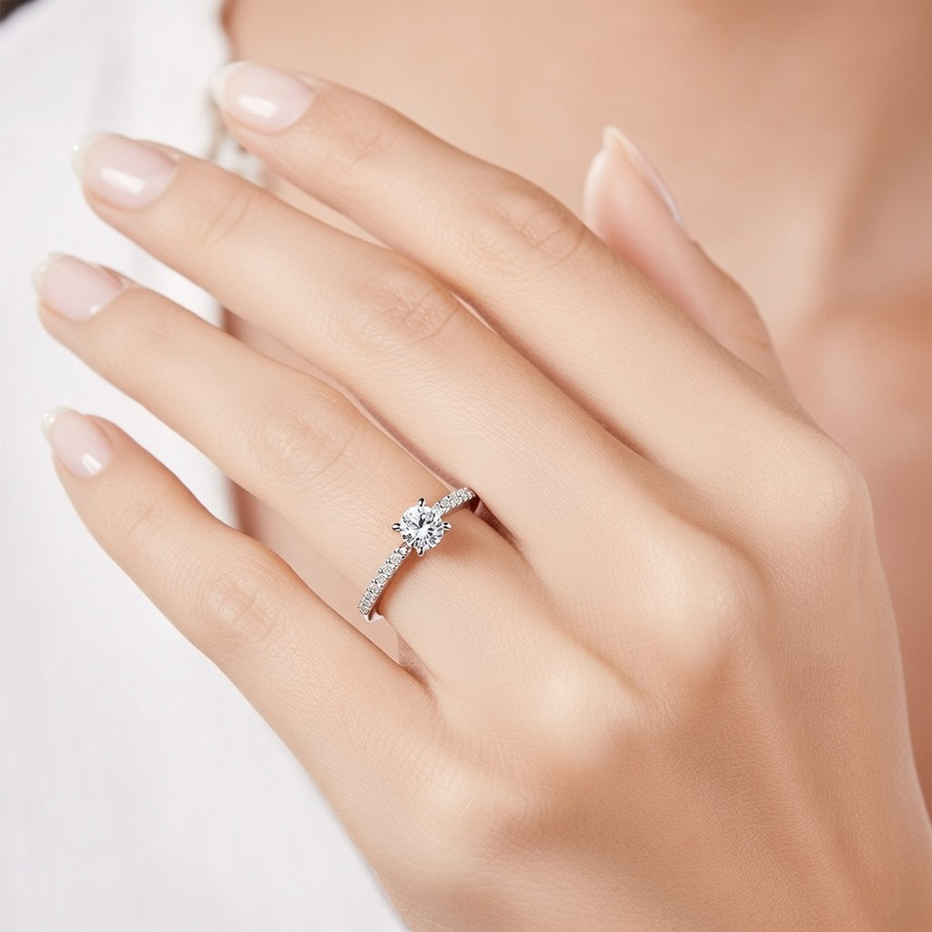 Годежен пръстен с диамант 0.36ct GIA бяло злато 18k – модел RN236