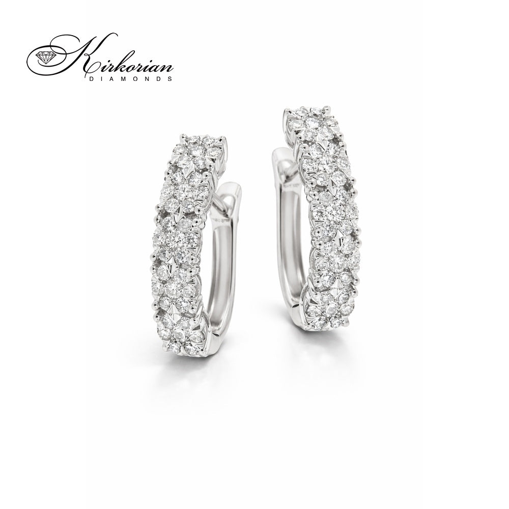 Обеци от бяло злато 18К с диаманти 0.88 ct и английско закопчаване Луксозен модел Код RN238