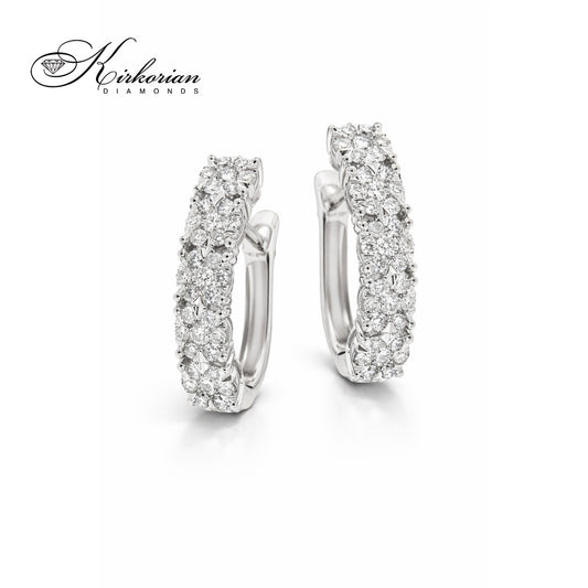 Обеци от бяло злато 18К с диаманти 0.88 ct и английско закопчаване Луксозен модел Код RN238