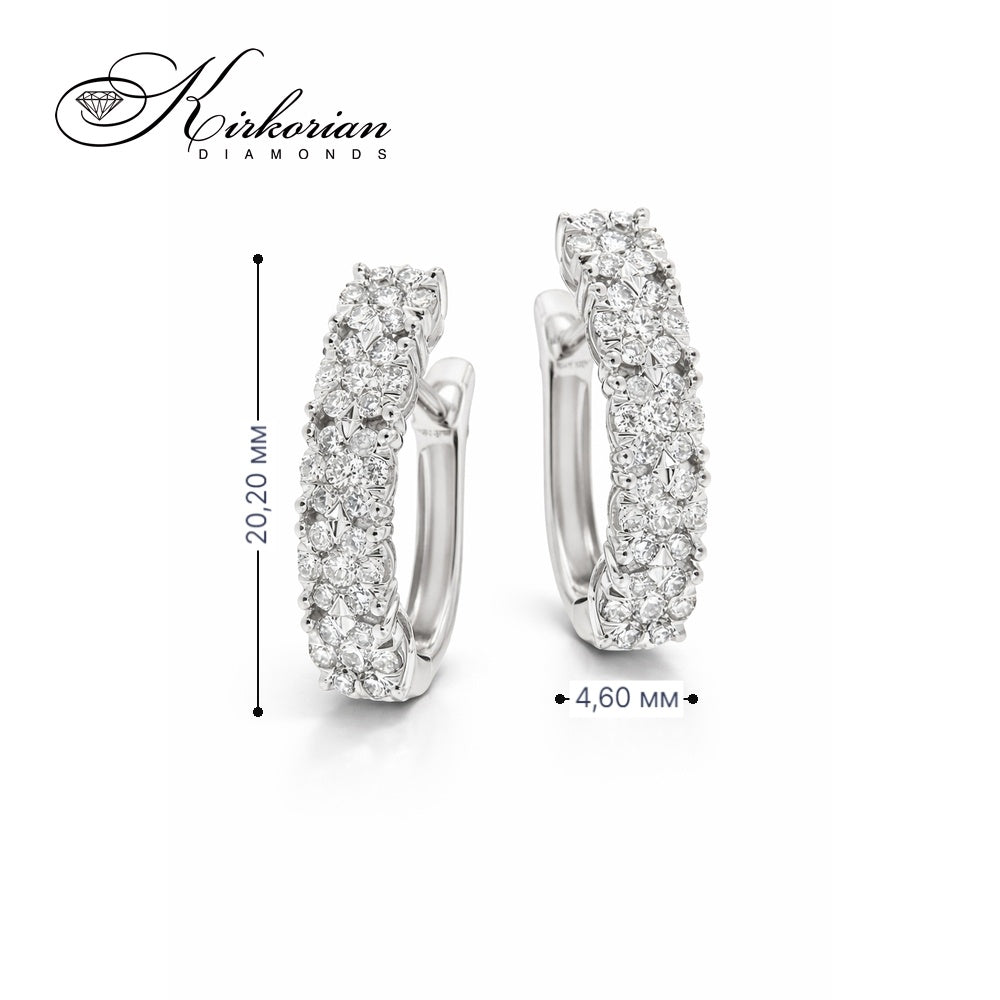 Обеци от бяло злато 18К с диаманти 0.88 ct и английско закопчаване Луксозен модел Код RN238