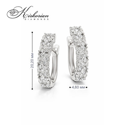 Обеци от бяло злато 18К с диаманти 0.88 ct и английско закопчаване Луксозен модел Код RN238