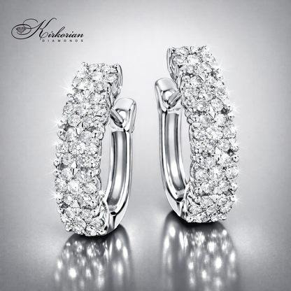 Обеци от бяло злато 18К с диаманти 0.88 ct и английско закопчаване Луксозен модел Код RN238