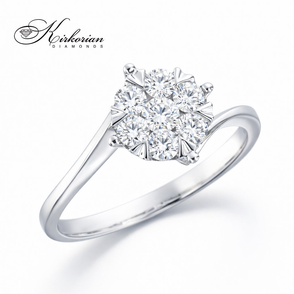 годежен пръстен с диаманти 0.48 ct бяло злато 14К