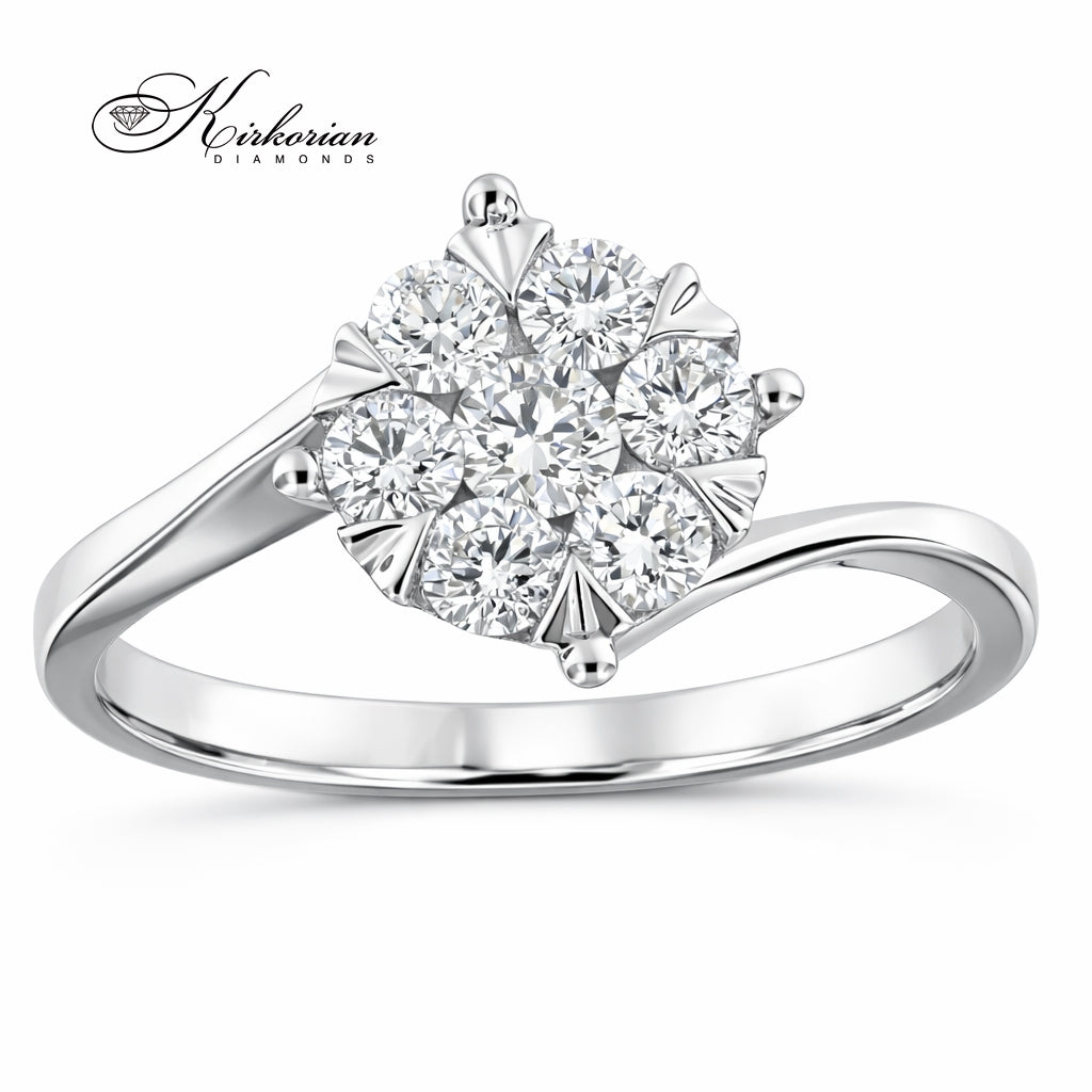 Годежен пръстен с диаманти 0.48 ct от бяло злато 14К – естествени диаманти, класически дизайн, ТОП ЦЕНА