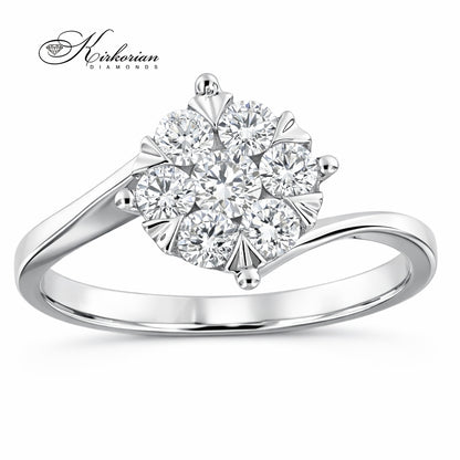 Годежен пръстен с диаманти 0.48 ct от бяло злато 14К – естествени диаманти, класически дизайн, ТОП ЦЕНА