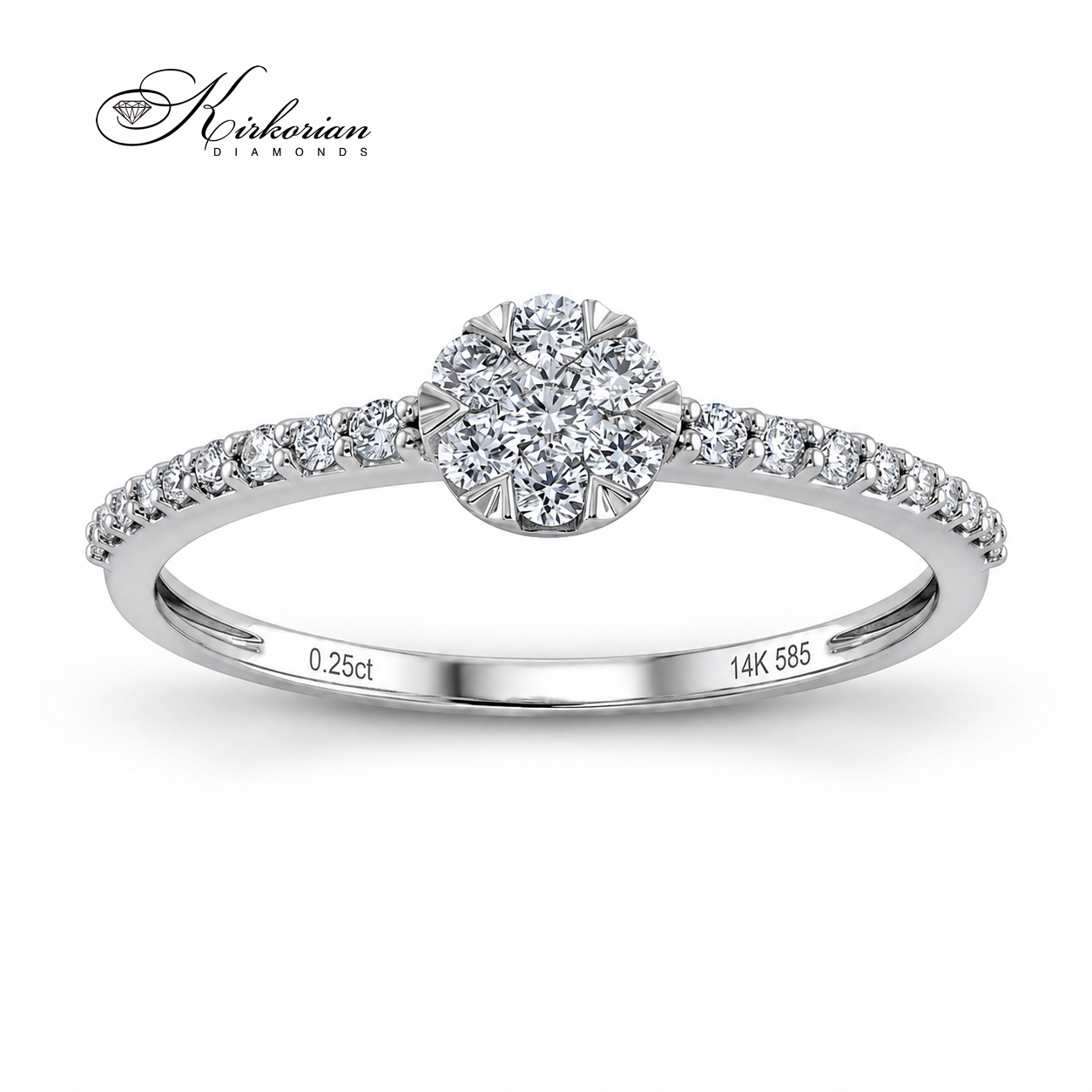 Годежен пръстен с естествени диаманти 0.25 ct от бяло злато 14К модел RN251