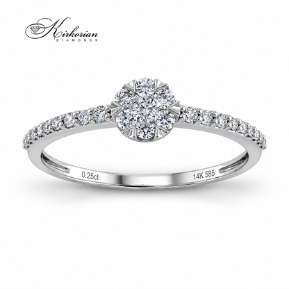 Годежен пръстен с естествени диаманти 0.25 ct от бяло злато 14К модел RN251