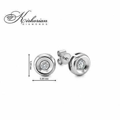 Класически обеци от бяло злато 14К с диаманти 0.10 ct RN253 размер 5.95 мм, естествени диаманти G-H SI