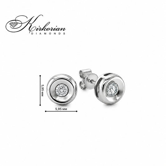 Класически обеци от бяло злато 14К с диаманти 0.10 ct RN253 размер 5.95 мм, естествени диаманти G-H SI