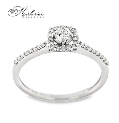 Годежен пръстен от бяло злато 14к с естествени диаманти 0.29ct – код RN27