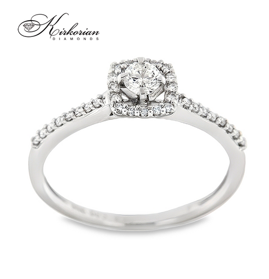 Годежен пръстен от бяло злато 14к с естествени диаманти 0.29ct – код RN27
