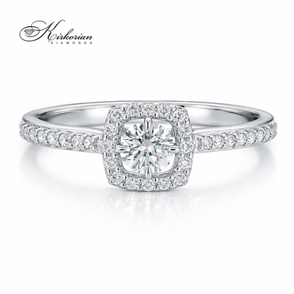 годежен пръстен бяло злато 14К с естествени диаманти 0.29 ct halo модел RN27 Kirkorian Diamonds