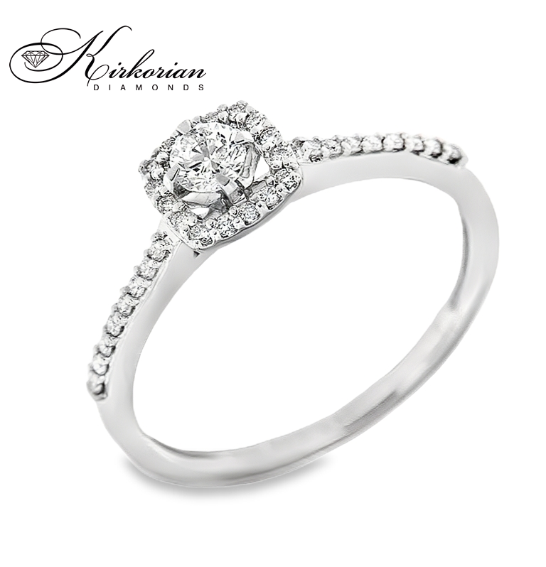 Годежен пръстен от бяло злато 14к с естествени диаманти 0.29ct – код RN27