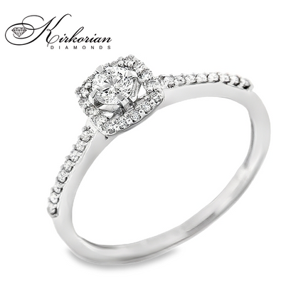 Годежен пръстен от бяло злато 14к с естествени диаманти 0.29ct – код RN27