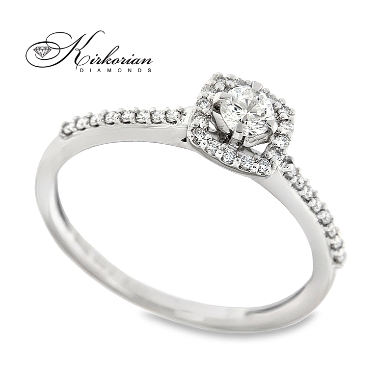 Годежен пръстен от бяло злато 14к с естествени диаманти 0.29ct – код RN27