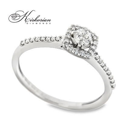 Годежен пръстен от бяло злато 14к с естествени диаманти 0.29ct – код RN27