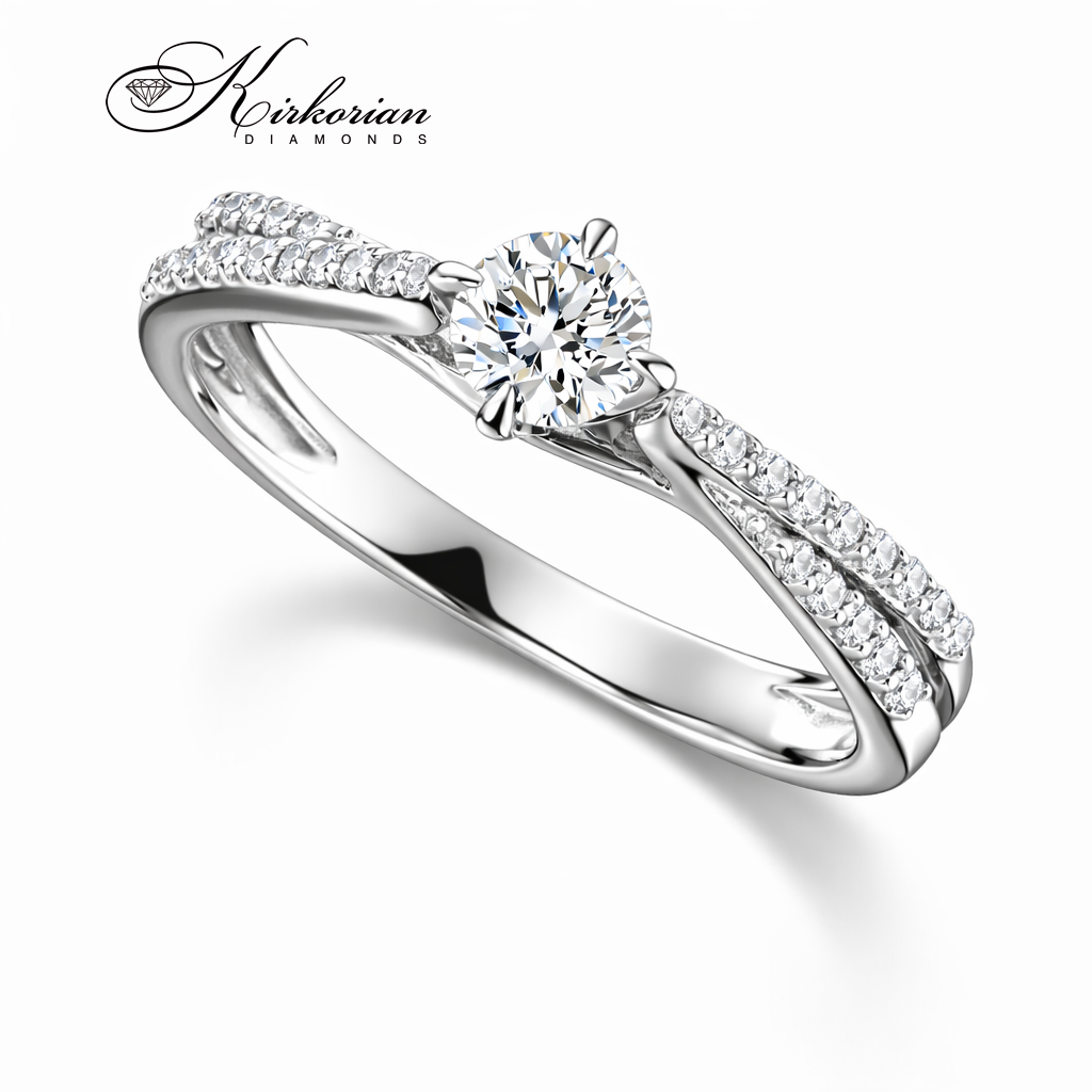 годежен пръстен с диаманти 0.27 ct бяло злато 14К RN28